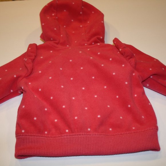 Carter's New Born zip up pink w white polka dots hoodie with white socks - Picture 4 of 5
